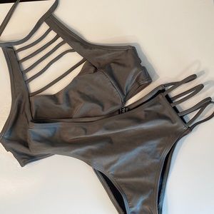 Gunmetal Caged Swimwear